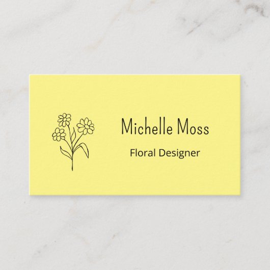 Boho Daisy QR-Code Yellow Floral Designer Visitenkarte (Vorderseite)