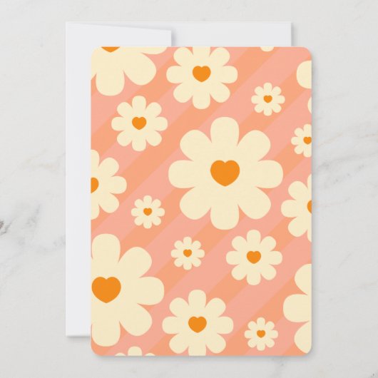 Boho Daisy Rainbow 1st Retro Birthday Einladung (Rückseite)