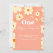 Boho Daisy Rainbow 1st Retro Birthday Einladung (Vorderseite)