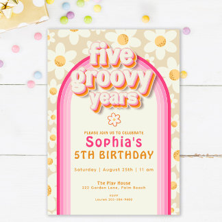 Boho Daisy Rainbow - Einladung zum Geburtstag - Re