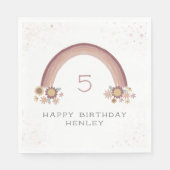 Boho Daisy Rainbow Girls Birthday Serviette (Vorderseite)