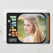 Boho Daisy Retro Text Foto Abschluss Ankündigung (Vorderseite)