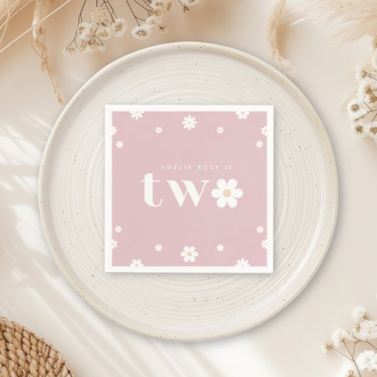 Boho Daisy Second Birthday Napkin Serviette