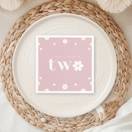 Boho Daisy Second Birthday Napkin Serviette