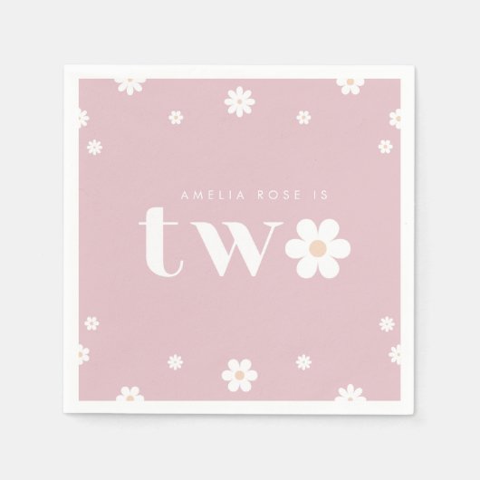 Boho Daisy Second Birthday Napkin Serviette (Vorderseite)