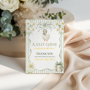 Boho Daisy Silly Goose Grüne Neutrale Babyparty Dankeskarte