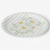 Boho Daisy Silly Goose Sage Green Baby Shower Pappteller (Schrägansicht)