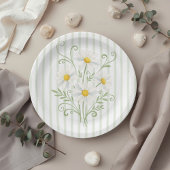 Boho Daisy Silly Goose Sage Green Baby Shower Pappteller