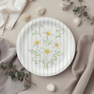 Boho Daisy Silly Goose Sage Grün Baby-Party Pappteller