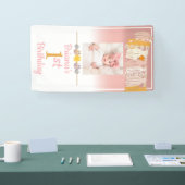 Boho Daisy Tassel Custom Foto Pink Erster Geburtst Banner (Messe)