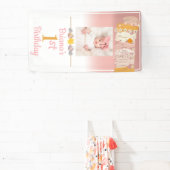 Boho Daisy Tassel Custom Foto Pink Erster Geburtst Banner (InSitu)