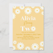 Boho Daisy Two Floral Golden Bohemisch 2. Geburtst Einladung (Vorderseite)