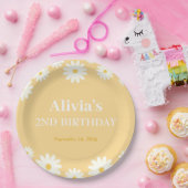 Boho Daisy Two Floral Golden Bohemisch 2. Geburtst Pappteller (Party)