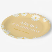 Boho Daisy Two Floral Golden Bohemisch 2. Geburtst Pappteller (Schrägansicht)