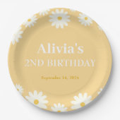 Boho Daisy Two Floral Golden Bohemisch 2. Geburtst Pappteller (Vorderseite)