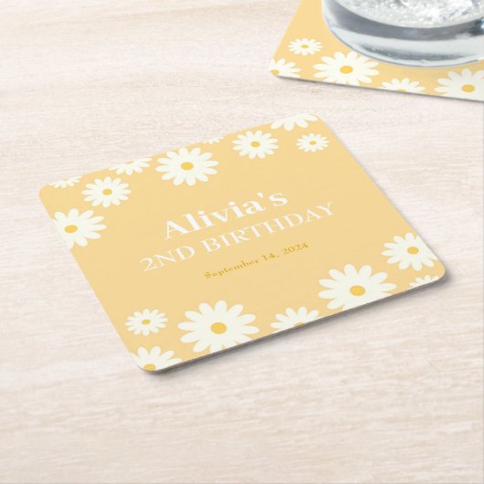 Boho Daisy Two Floral Golden Bohemisch 2. Geburtst Rechteckiger Pappuntersetzer (angewinkelt)