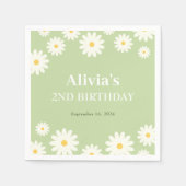 Boho Daisy Two Floral Green Bohemisch 2. Geburtsta Serviette (Vorderseite)