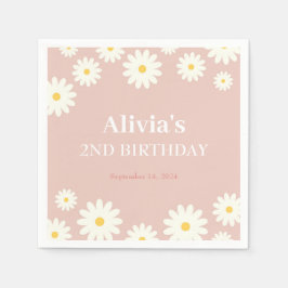 Boho Daisy Two Floral Pink Bohemisch 2. Geburtstag Serviette