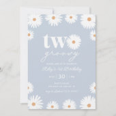 Boho Daisy Two Groovy 2. Geburtstag Party Einladung (Vorderseite)