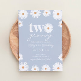 Boho Daisy Two Groovy 2. Geburtstag Party Einladung
