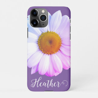 Boho Daisy über den Fall "Lila Name Phone" iPhone 11Pro Hülle