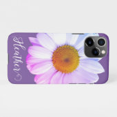 Boho Daisy über den Fall "Lila Name Phone" iPhone Hülle (Rückseite (Horizontal))