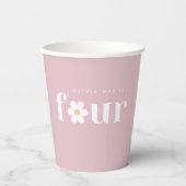 Boho Daisy Vierter Geburtstagsparty-Cup Pappbecher (Vorderseite)