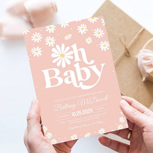 Boho Daisy Wild One Baby Shower Einladung