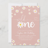 Boho Daisy Wild One Daisy Birthday Einladung (Vorderseite)