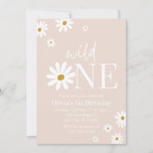 Boho Daisy Wild One Erster Geburtstag Einladung (Vorderseite)