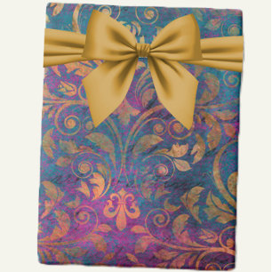 Boho Damask lila Goldgold Geschenkpapier