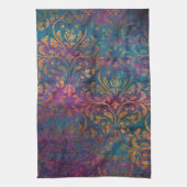 Boho Damask lila Goldgold Geschirrtuch (Vertikal)