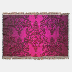 Boho Damask Tiefglühender rosa Viktorianischer Sti Decke