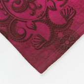 Boho Damask Tiefglühender rosa Viktorianischer Sti Fleecedecke (Ecke)