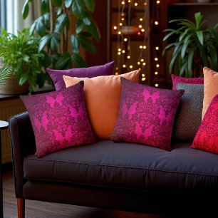 Boho Damast Tief Rosa viktorianischer Stil Kissen