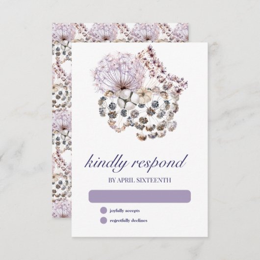 Boho Dandelion Floral Pagan Handfasting RSVP Karte (Vorne/Hinten)