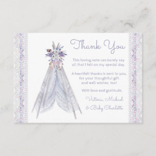 Boho danken Stammes- Teepee-Babyparty Ihnen Karten