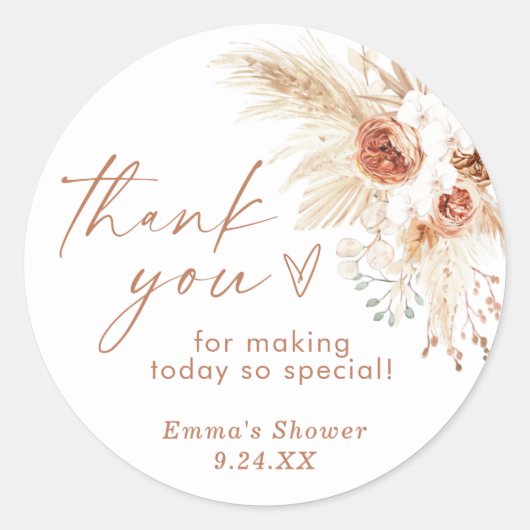 Boho Dankeschön Favor Sticker (Vorderseite)
