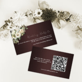 Boho Dark Burgunday Floral Wedding Website Begleitkarte