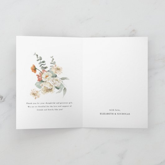 Boho Dark Floral Greenery | Babydusche Vielen Dank Dankeskarte (Innenseite)