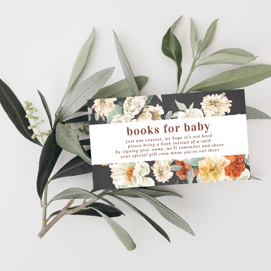 Boho Dark Floral Greenery Botanical Book Request Begleitkarte