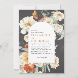 Boho Dark Floral Greenery Botanische Hochzeit Einladung