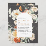 Boho Dark Floral Greenery Botanische Hochzeit Einladung<br><div class="desc">Die Blumen- und Boho-inspirierten Farbtöne dieser Palette verleihen der reinen Frühlingsmagie eine ganz besondere Note. Weiche, antike Orange führt durch die sonnigen Farbtöne, die sich auf eine erdgeschichtliche Weise vereinen und für eine Entdeckungsreise in den Garten oder in die moderne Stadt gleichermaßen geeignet sind. Moody Schwarz und Efeu grün verzieren...</div>