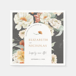 Boho Dark Floral Greenery Botanische Hochzeit Serviette