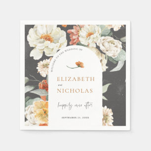 Boho Dark Floral Greenery Botanische Hochzeit Serviette