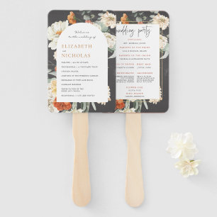 Boho Dark Floral Greenery Hochzeitsprogramm Fächer