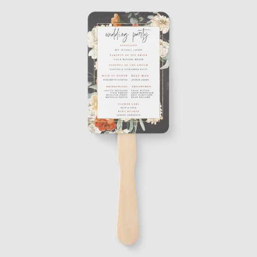 Boho Dark Floral Greenery | Hochzeitsprogramm Fächer (Rückseite)