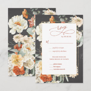 Boho Dark Floral   Hochzeits-RSVP RSVP Karte