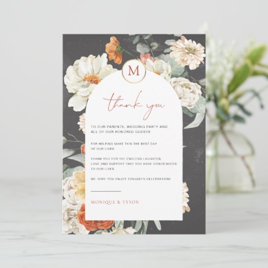 Boho Dark Floral | Hochzeitskarte Dankeschön Karte (Stehend Vorderseite)