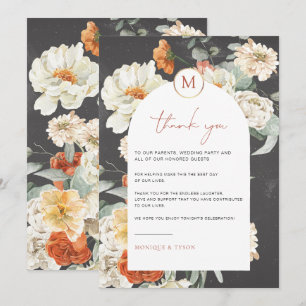 Boho Dark Floral   Hochzeitstisch Danke Karte